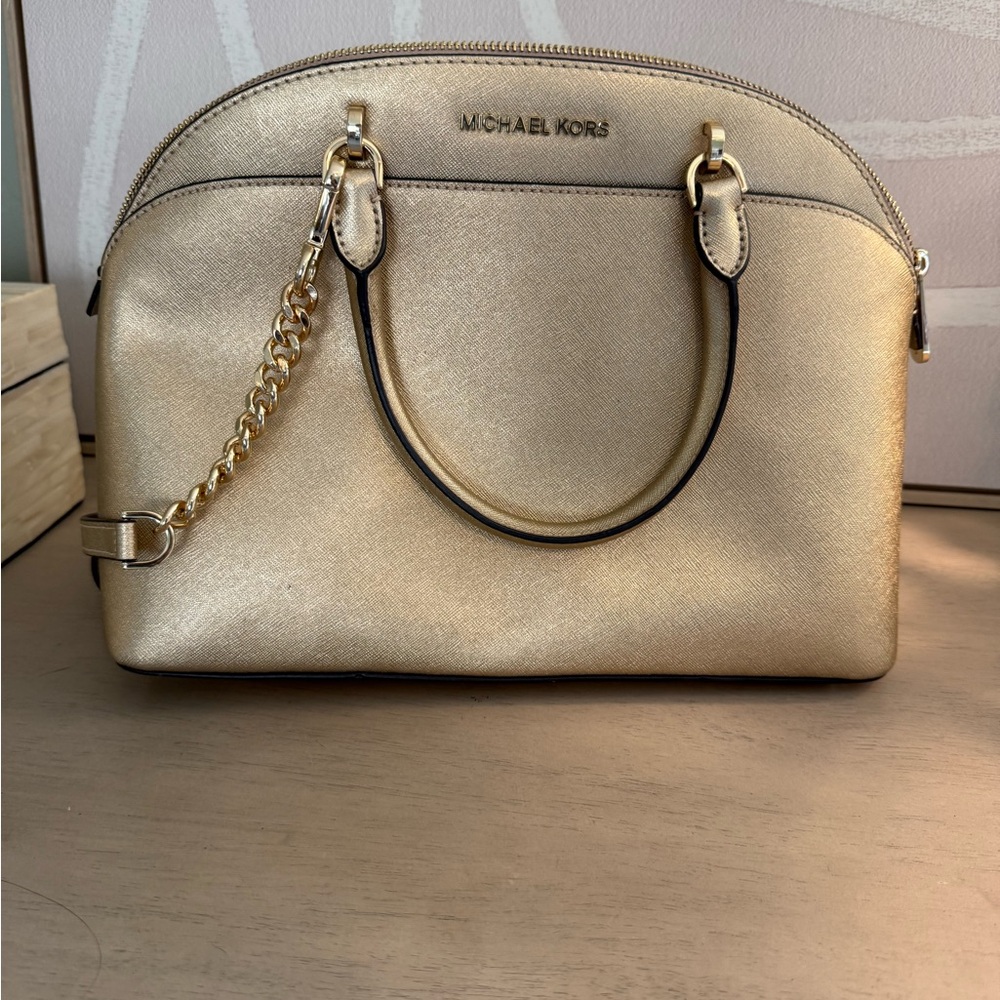 Michael Kors Emmy Gold Satchel Bag